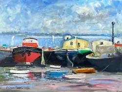 Buy 12X16 Nino Pippa Orig Painting In Van Gogh Footsteps Auvers Sur Oise Boatyard • 944.99£