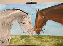 Buy Acrylic Paint On Canvas The Horses • 236.25£