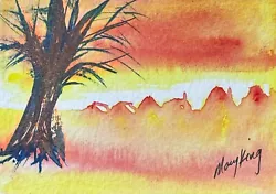 Buy Watercolor ACEO Original Painting By Mary King -  Sunset Over The Neighborhood • 2.48£