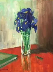 Buy Nino Pippa AskArt Listed 14 X18' Original Oil Painting Blue Iris Lilie COA • 1,894.46£