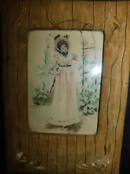 Buy Antique Sml Watercolour Painting Edwardian Lady In Garden Silk Enbroidered Frame • 20.83£