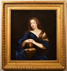 Buy Large Painting Antique Portrait Lady Mignard Xvii Century Oil On Canvas France • 11,524.95£