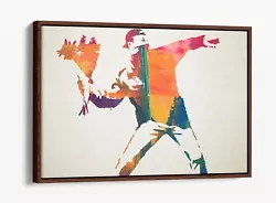 Buy Banksy, Flower Thrower Rainbow Paint -float Effect Canvas Wall Art Print • 29.99£