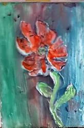 Buy Original Acrylic Painting Flower Red Impressionism Impasto • 12.40£