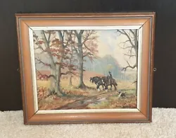 Buy Oil Painting Wooden Framed Horses And Landscape , Signed  • 55£