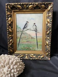 Buy Early 20th Century French Impressionist Oil On Wood - Pin Tailed Whydah Birds • 99£