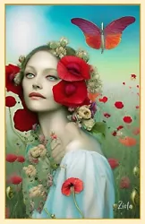 Buy Surreal Pretty California Poppy Girl #3 Fine Art Print By Ziola 11x17 ++ Signed  • 16.79£