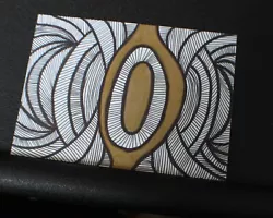 Buy Black Lines Gold Abstract Retro Original ACEO Art Card Mixed Media Mini Artwork • 2.49£