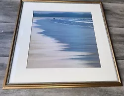 Buy FRAMED Blue BEACH SCENE BY D A JOHNSON, Early Morning Walk 24” X 24” Frame Size • 29.99£