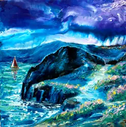 Buy Bill Baker,Coastal Path Sailing.Direct From Artist,original Oil Painting.seaside • 10£