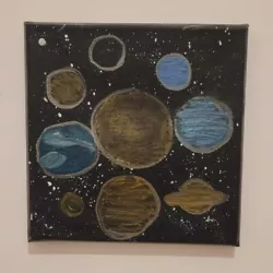 Buy Original Planets Acrylic Painting On Canvas 20 Cm X 20 Cm X 1.5 Cm • 50£