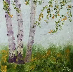 Buy Birch Tree Painting Original Artwork Forest Tree Wall Art Small Oil Painting • 40.90£