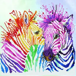 Buy RAINBOW ZEBRAS - Diamond Painting Kit: Rainbow Zebras - Diamond Dotz • 30.99£