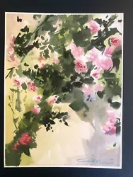 Buy Original Watercolour Flower Painting Hanging Roses: Floral Pink Lavender And Red • 16£