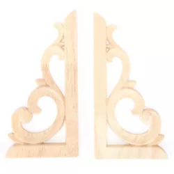 Buy 2pcs Wood Carved Corner Applique Unpainted Decal For Home Furniture • 5.29£