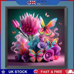 Buy 5D DIY Full Round Drill Diamond Painting Colourful Flowers Kit Home Decor30x30cm • 6.59£