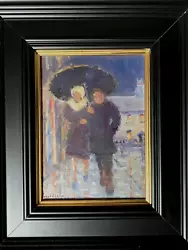 Buy Oil Painting , Figures, Umbrella, Rain, Night, Small Frame, David Baxter • 42£