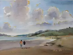 Buy Original Modern Watercolour - Figures Walking On The Beach By Anthony Avery • 9.95£