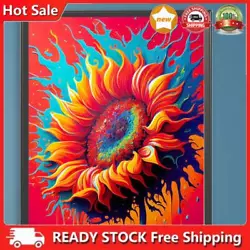 Buy Paint By Numbers Kit On Canvas DIY Oil Art Sunflower On Red Background 40x50cm • 7.32£