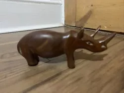 Buy Antique HAND CARVED  WOOD Rhino SCULPTURE STATUE • 25£