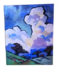 Buy Dreamy Decor Acrylic Landscape Fan Art Painting Rolling Hills And Clouds  • 48.51£