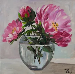 Buy Floral Oil Painting Small Flower Still Life Flowers In Vase Miniature  6 X 6in • 46.45£