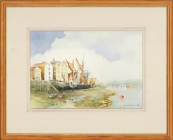 Buy Harold Carlow - 1991 Watercolour, Coastal View With Boats • 65£