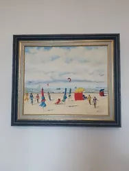 Buy French Beach Kite Scene Original Colourf Oil Painting By Fontaine Artist 2006 * • 65£