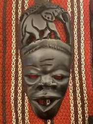 Buy Hand Carved Dark Wood 8  Face Wall Decor Mask Tribal Folk Art Elephant • 14.88£