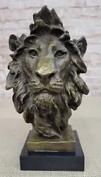 Buy Male Lion Abstract Modern Bust Statue Sculpture Bronze Metal On Marble 13  X 7.5 • 231.74£