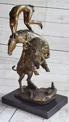 Buy Native American Indian Jumping Over Horse & Buffalo Bronze Statue Sculpture Art • 518.80£
