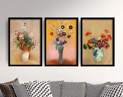 Buy Odilon Redon Set Of Three Art Prints - Flowers Posters Colourful Paintings Vase • 199£