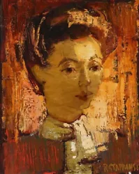 Buy Raimonds Staprаns Portrait Of Woman 1955 Oil On Canvas  Elegant Woman With Scarf • 12,206.70£