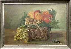 Buy Unknown Painter Still Life With Fruit Basket Antique Oil Art Deco Vintage • 112.99£