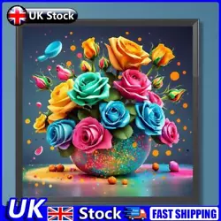 Buy 5D DIY Full Round Drill Diamond Painting Colourful Flowers Kit Home Decor30x30cm • 5.99£