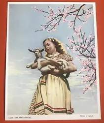 Buy Vintage Retro 50s Art Print Girl Lamb Blossom Spring Solomon & Whitehead Picture • 10£