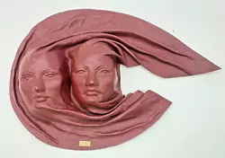Buy Vintage Fabulous R.N. PIEL Burgandy Leather Women's Face Wall Sculpture • 29.99£
