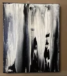 Buy Abstract Painting On Wood Hand Painted  Acrylic Black White Beneath The Ice • 48.79£