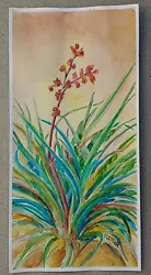 Buy Vivid Desert Yucca Blooming Cactus Original Watercolor RAMfish Artist 8  X 15  • 103.36£