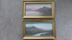 Buy Vintage Signed Framed Paintings Sheep Grazing In The Hills, Near River • 23.99£