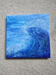 Buy Original Ocean Waves Painting, Hand Painted On Canvas Board 20 Cm By 20 Cm • 15£