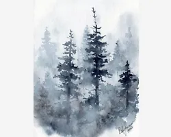 Buy Foggy Forest, 5x7” Moody Landscape Original Painting • 33.25£