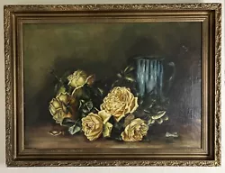 Buy Antique Gold-Framed Yellow Flowers Original Oil Painting • 262.90£
