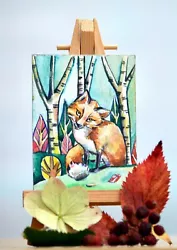 Buy ACEO Original Miniature Watercolour Painting, Art Card, Animal Fox Autumn Forest • 10.99£