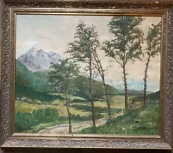Buy K.Haßlöwer 1945 Oil Painting Trees Mountains Summit Frame Tal ° View Ins Green • 165.02£