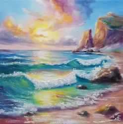 Buy Happy Sea Evening Dream, Original Oil Painting Signed Ukrainian Artist Seascape • 101.66£