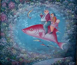Buy 16  X 14  Stunning  Haitian Art Painting Famous Andre Blaise Fishes Reefs Haiti  • 550.46£
