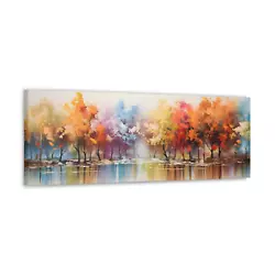 Buy Rainbow Forrest Multi Coloured Oil Painting Print Tree Wall Art Decor • 28.99£