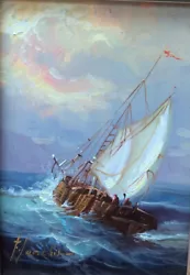 Buy Original Miniature Oil Painting F Sanchis Sailing Boat Artist Signed & Framed • 65£