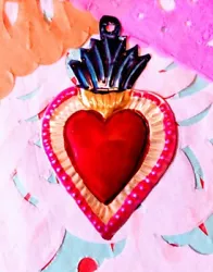 Buy Mini Mexican Tin Heart Milago Authentic Handcut & Painted Folk Art #12 • 3.75£